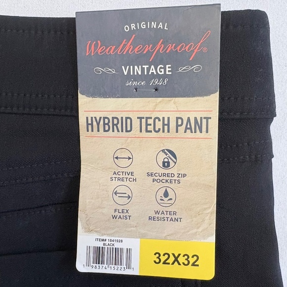 Weatherproof Vintage 32x32 Men's Hybrid Tech Pants, Black NWT - Picture 5 of 15